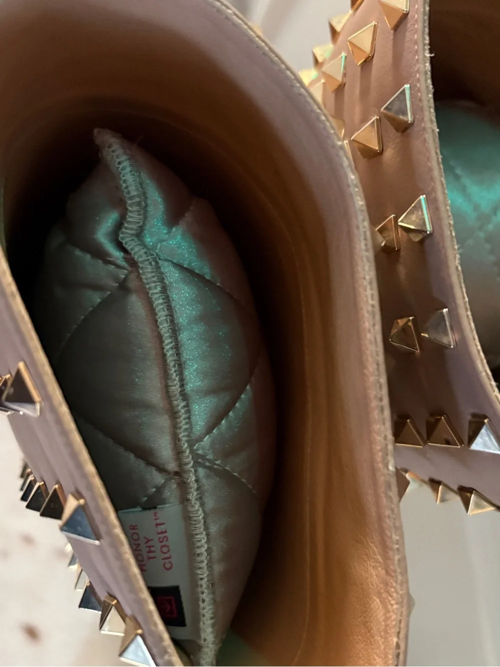 Valentino Tan and Gold-Stud Boots - Picture 3 of 9